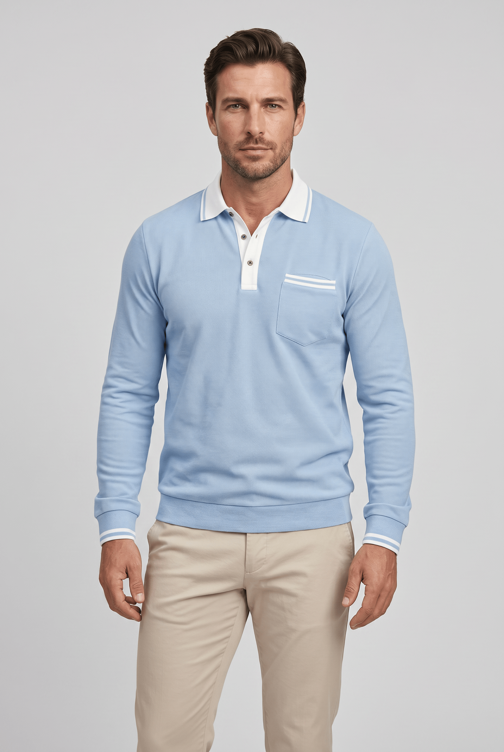 Men’s Collared Long Sleeve Polo Shirt | Slim Fit