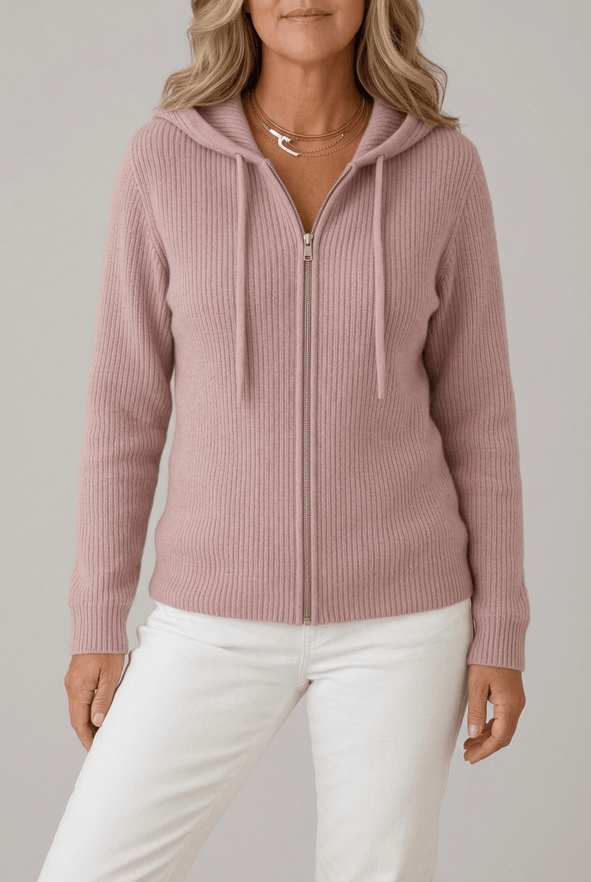 Women's Hooded Cardigan | Ribbed Knit & Full Zip