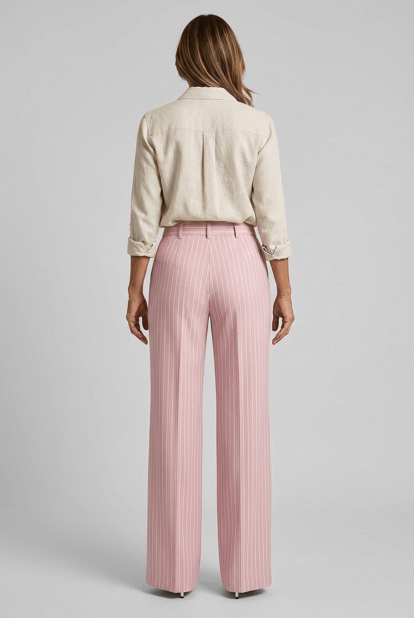 Women's Pinstripe Wide Leg Trousers | Tailored Pleat Front