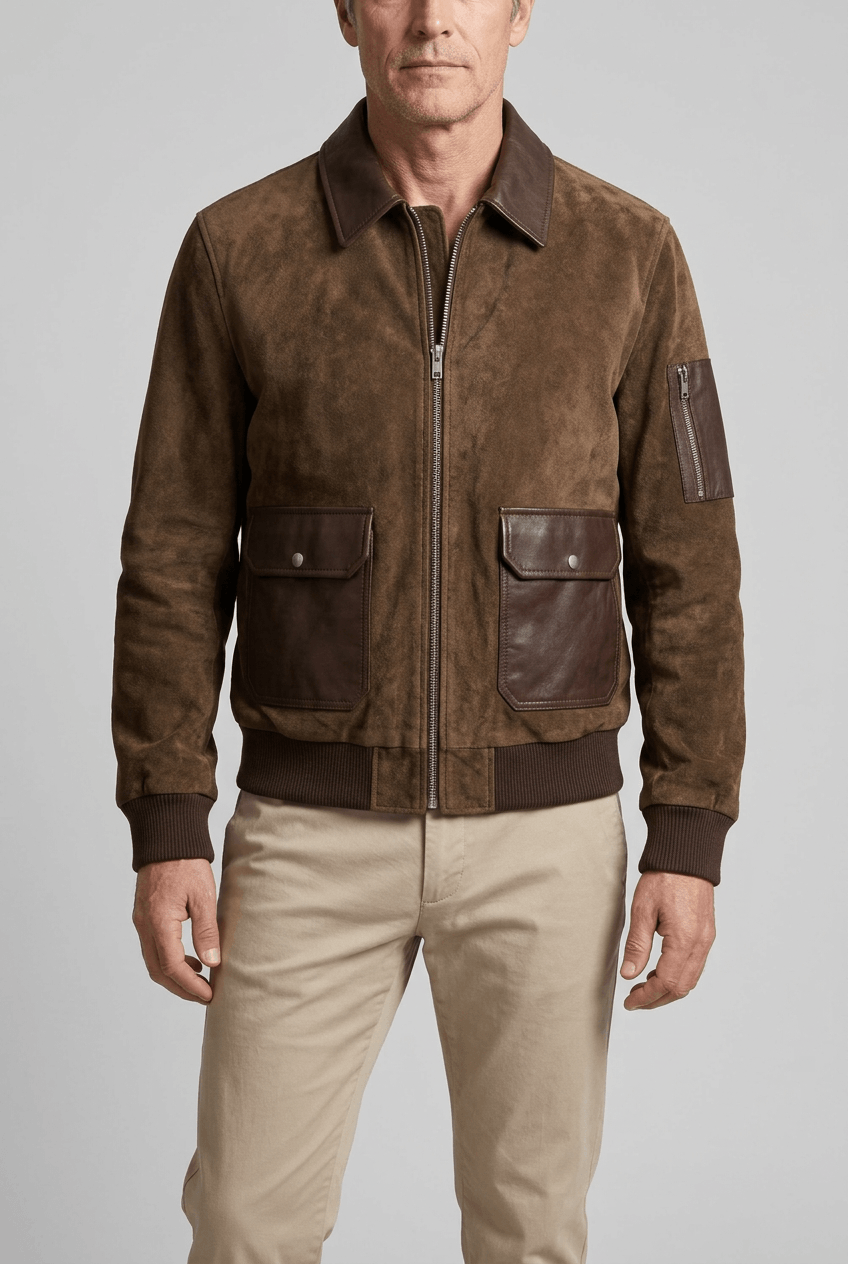 Men's Bomber Jacket | Contrast Panel Pockets