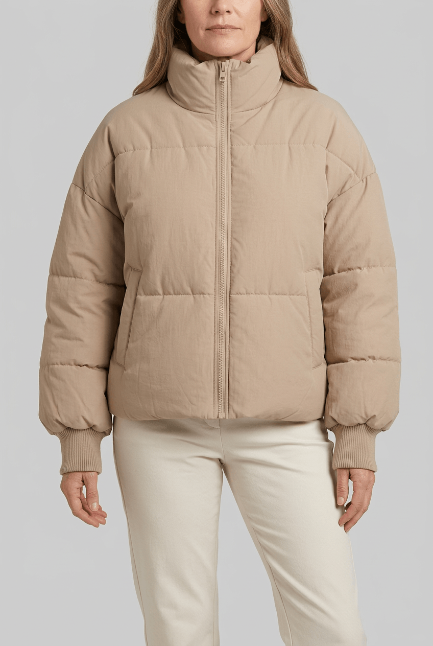 Women's Quilted Puffer Jacket | Cropped Zip Front