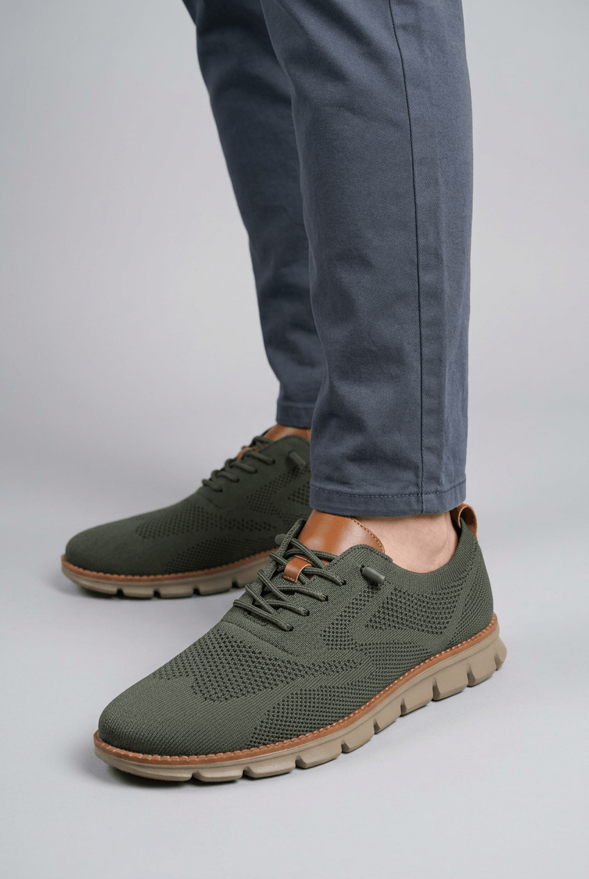 Men's Knit Trainers | Contrast Heel & Chunky Sole