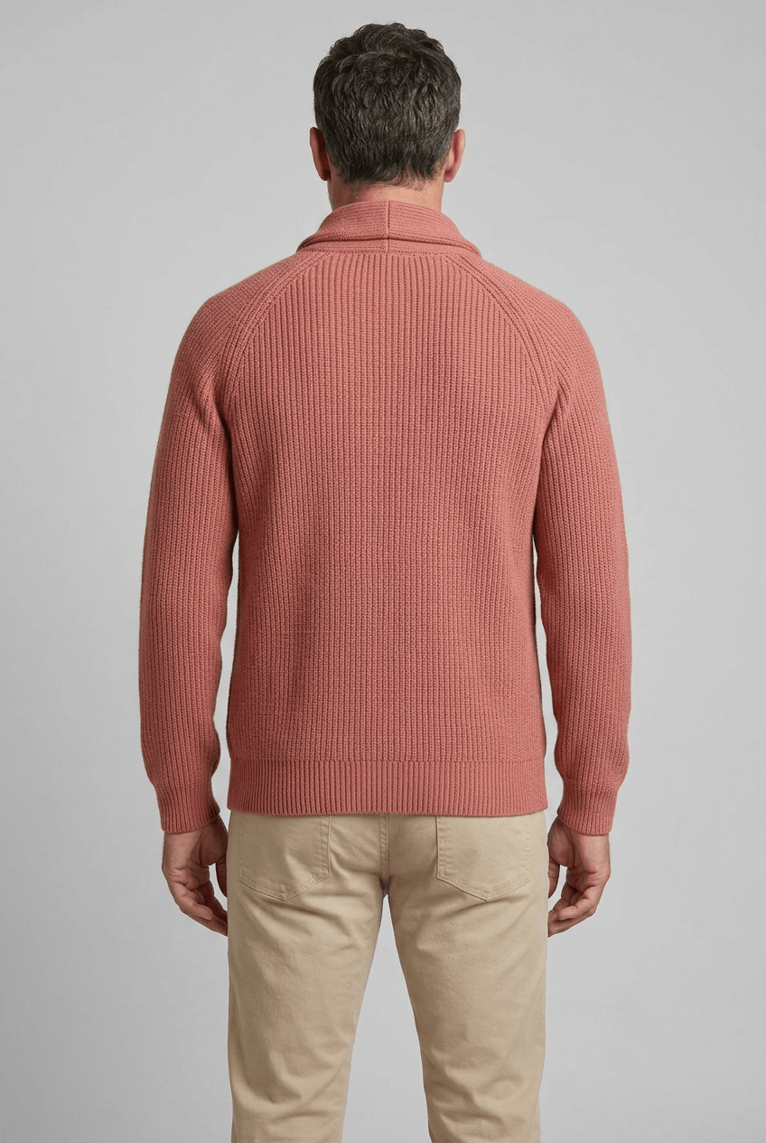 Men's Cardigan | Shawl Collar & Ribbed Button Front