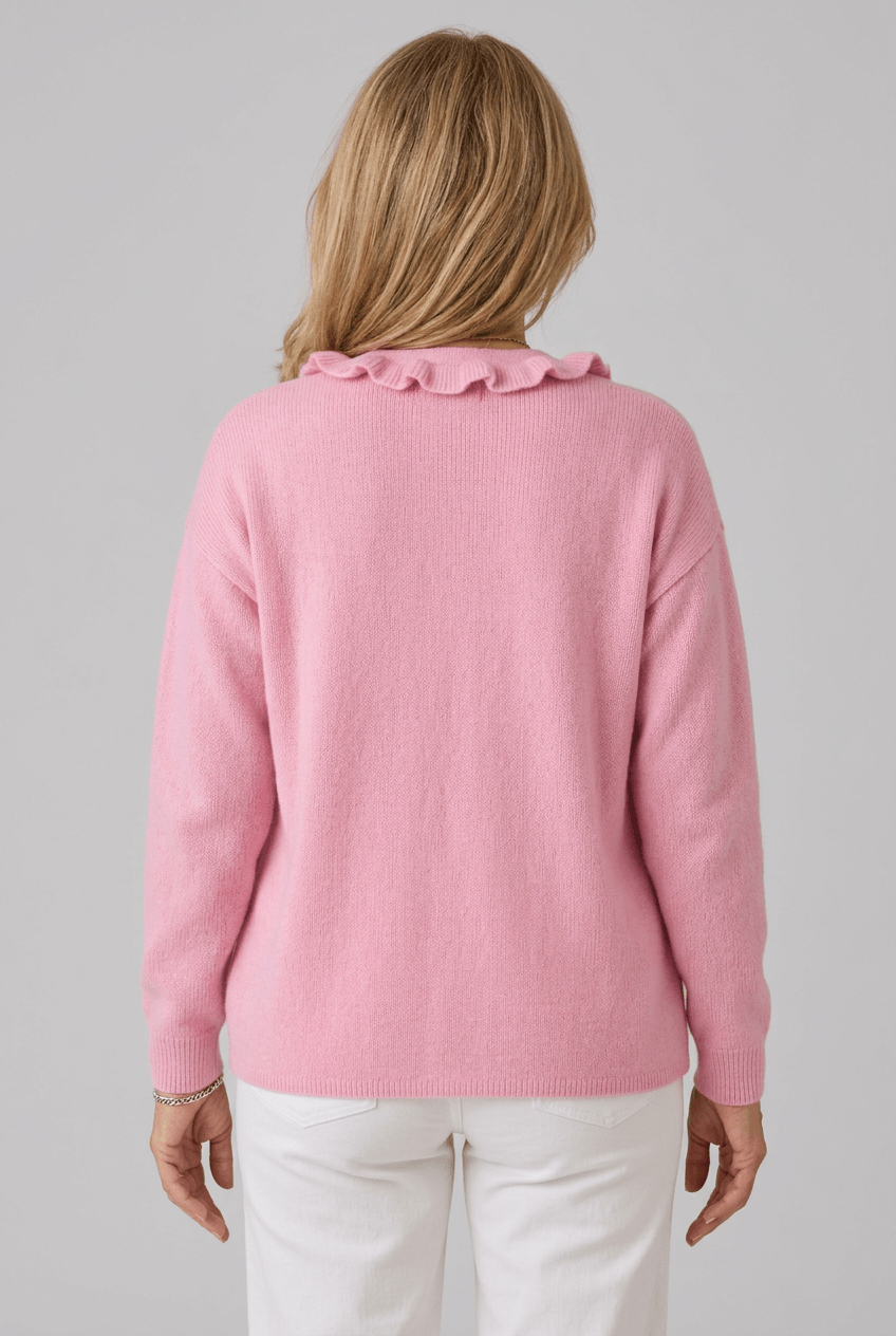 Women's Cardigan | Ruffle Collar & Button Front