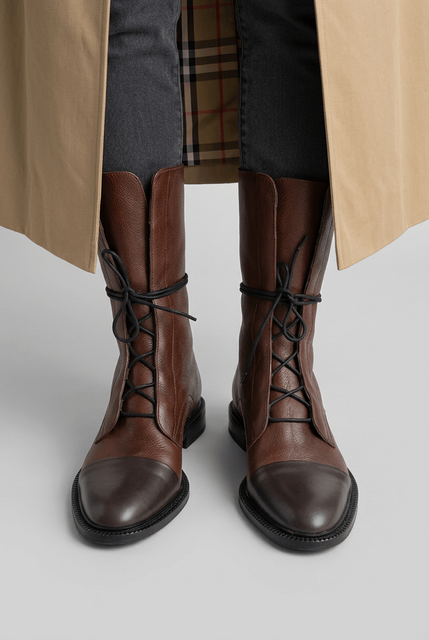 Women's Lace-Up Boots | Glossy Toe Cap &x Grip Sole
