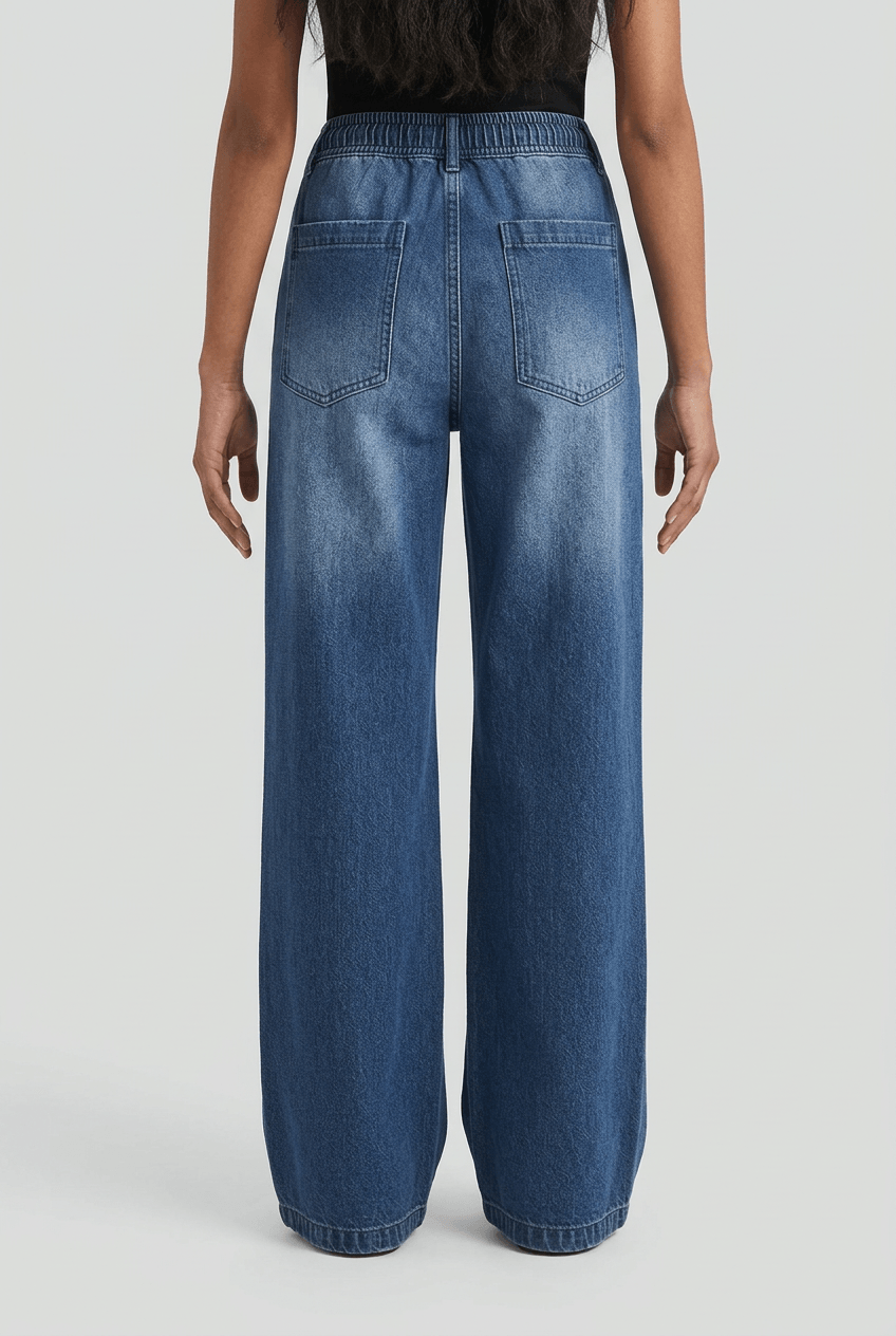 Women's Wide Leg Jeans | Elastic Drawstring Waist