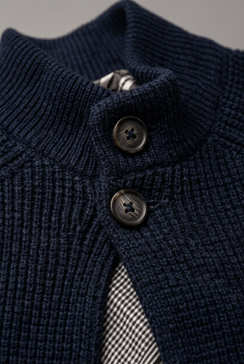 Men's Knitted Cardigan | Slim Fit & Stand Collar
