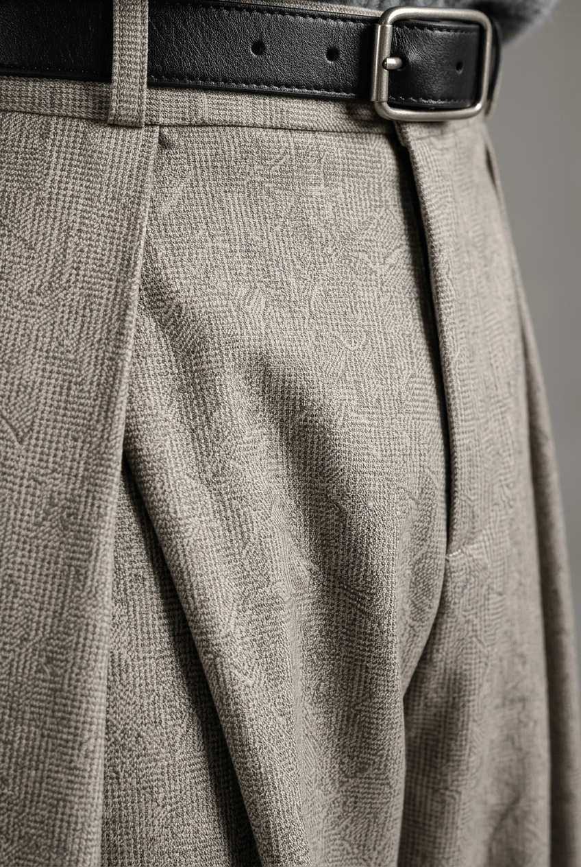 Men's Wide Leg Pleated Trousers | High Waist