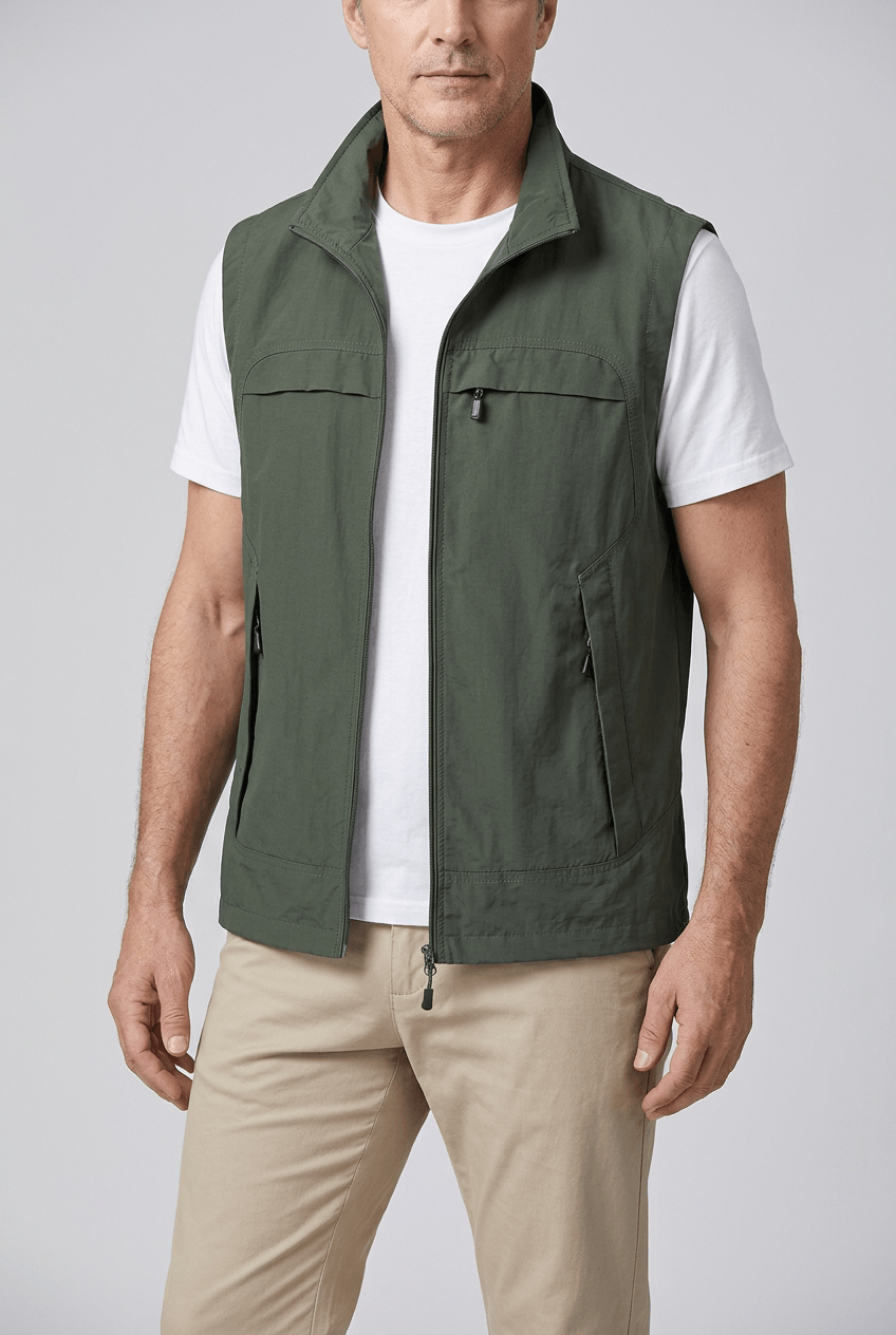 Men's Gilet | Zip Pockets & Stand Collar