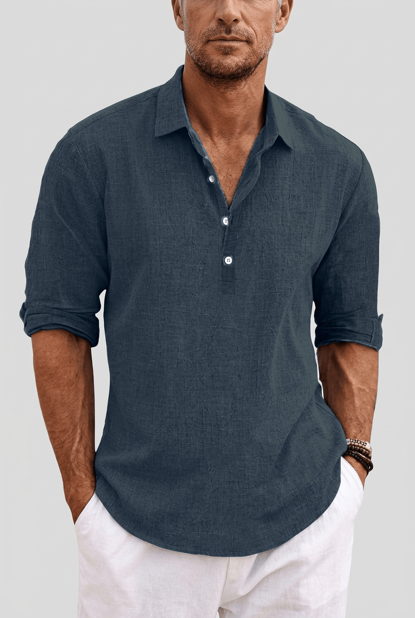 Men's Shirt | Spread Collar, Half Placket & Relaxed Fit