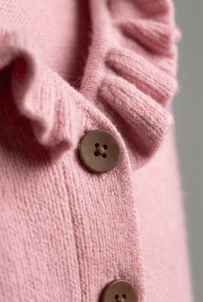 Women's Cardigan | Ruffle Collar & Button Front