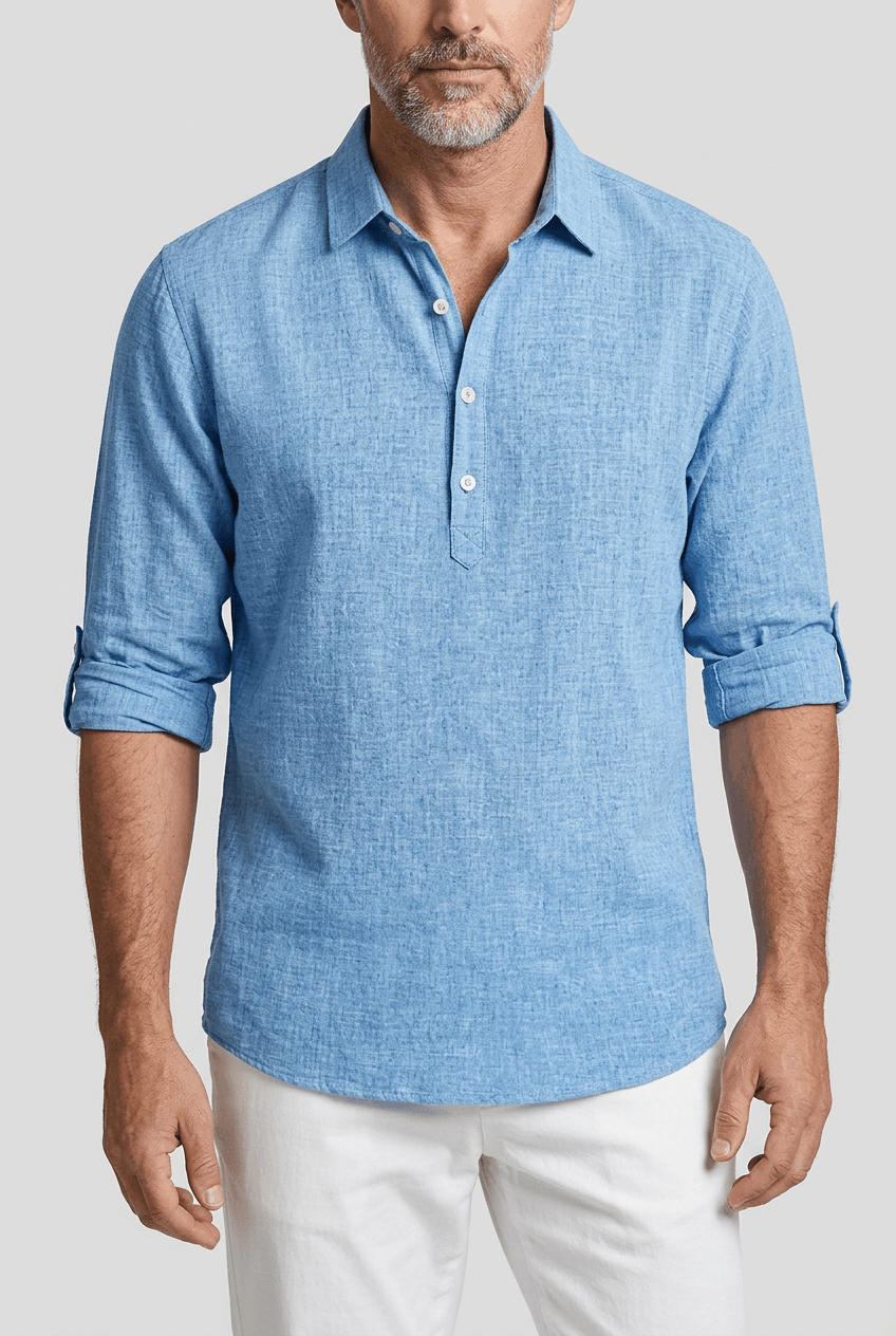 Men's Shirt | Spread Collar, Half Placket & Relaxed Fit