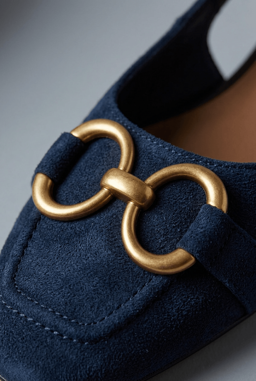 Women's Slingback Flats | Gold Buckle Detail