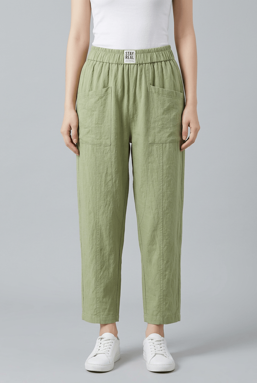 Women's Trousers | Elasticated Waist & Large Patch Pockets