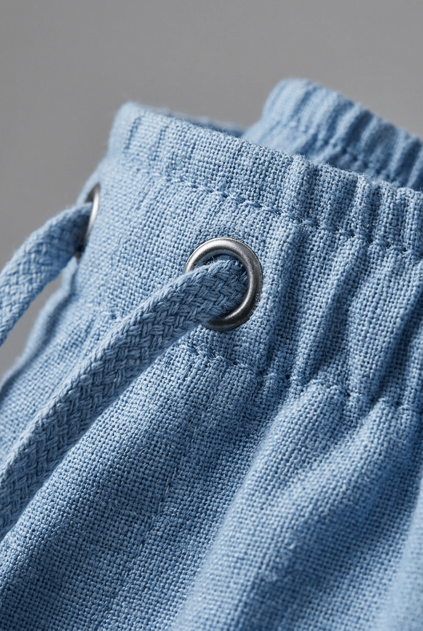 Men's Straight Leg Trousers | Elasticated Drawstring Waist & Side Pockets