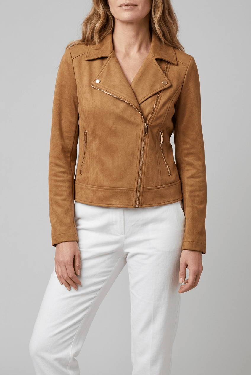 Women's Cropped Biker Jacket | Asymmetric Zip