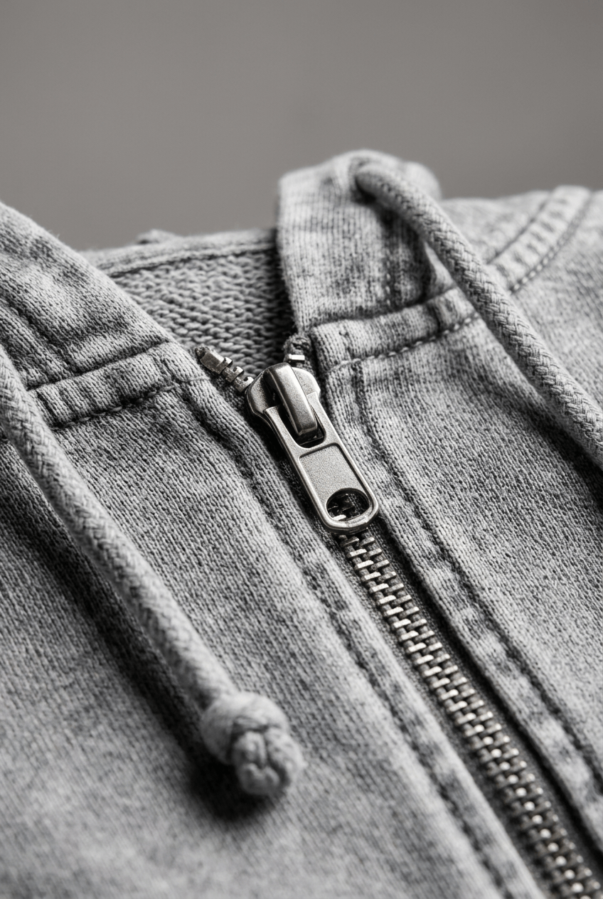 Women's Full Zip Washed Hoodie | Drawstring Hood