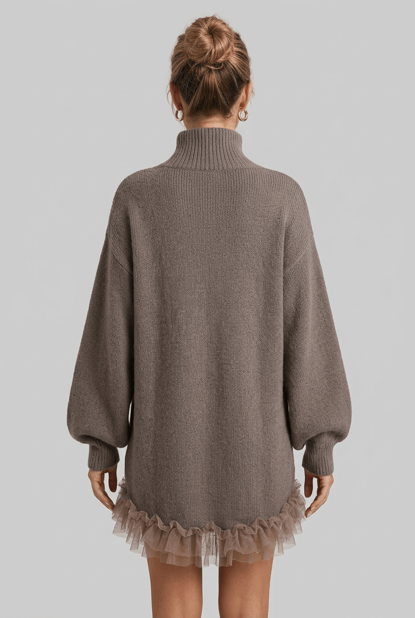 Women's Ribbed Jumper Dress | Oversized Turtleneck