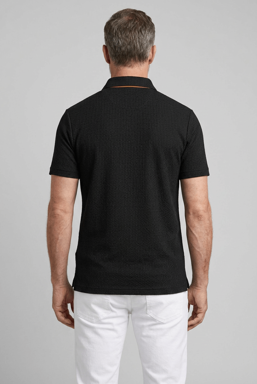 Men's Polo Shirt | Waffle Texture, Contrast Placket & Chest Pocket