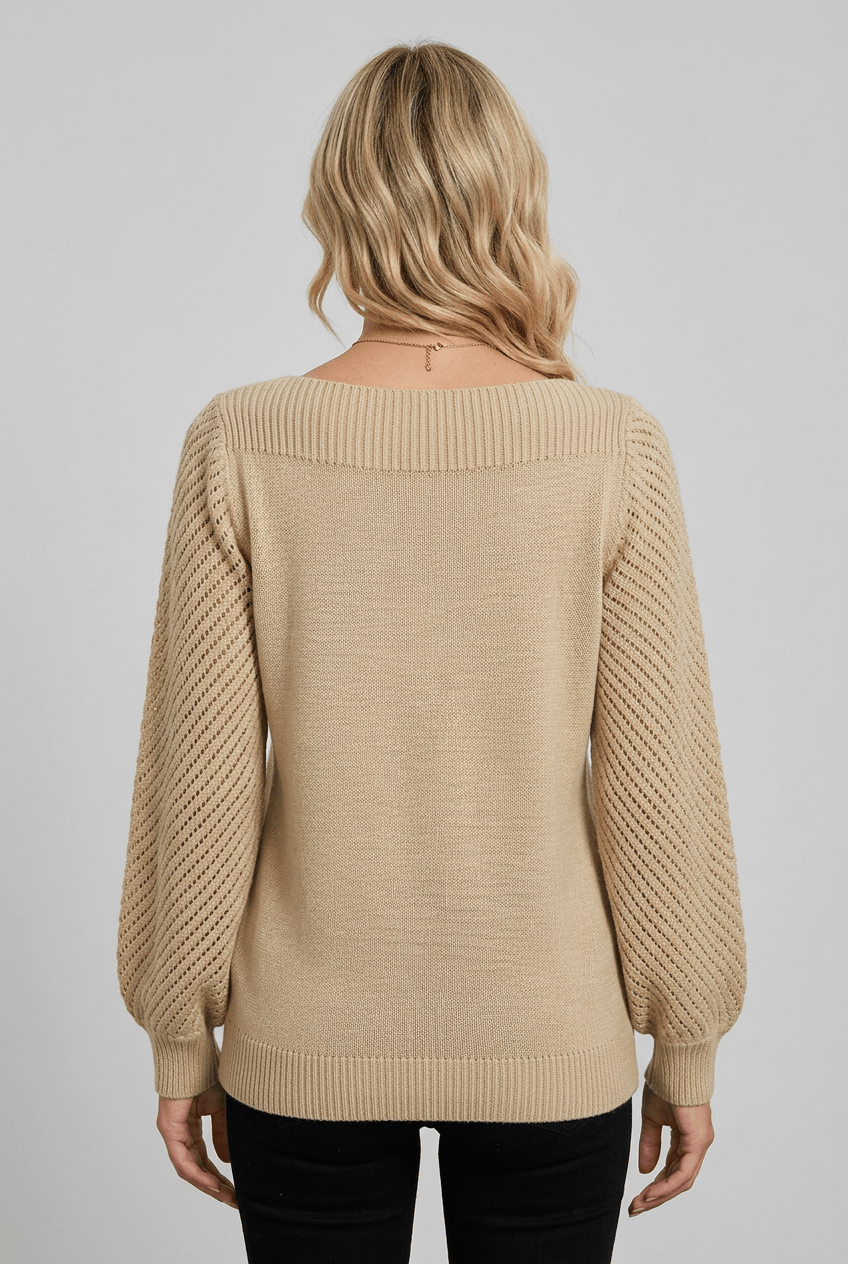 Women's Open Knit Jumper | Crochet Sleeves
