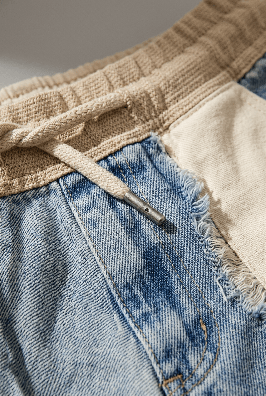 Women's Wide Leg Distressed Jeans | Contrast Panel