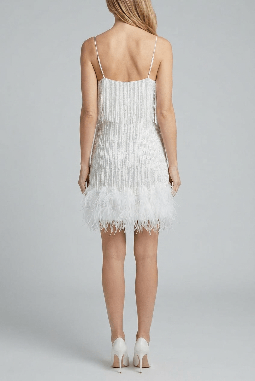 Women's Fringe Cocktail Dress | Feather Hem & Flapper