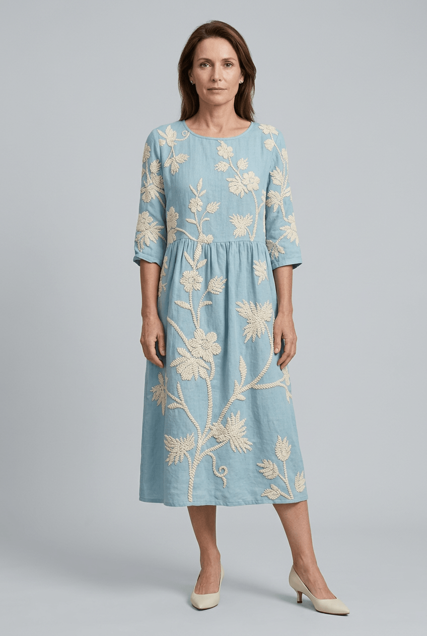 Women's Wedding Guest Dress Midi | Gathered Waist & A-Line Skirt