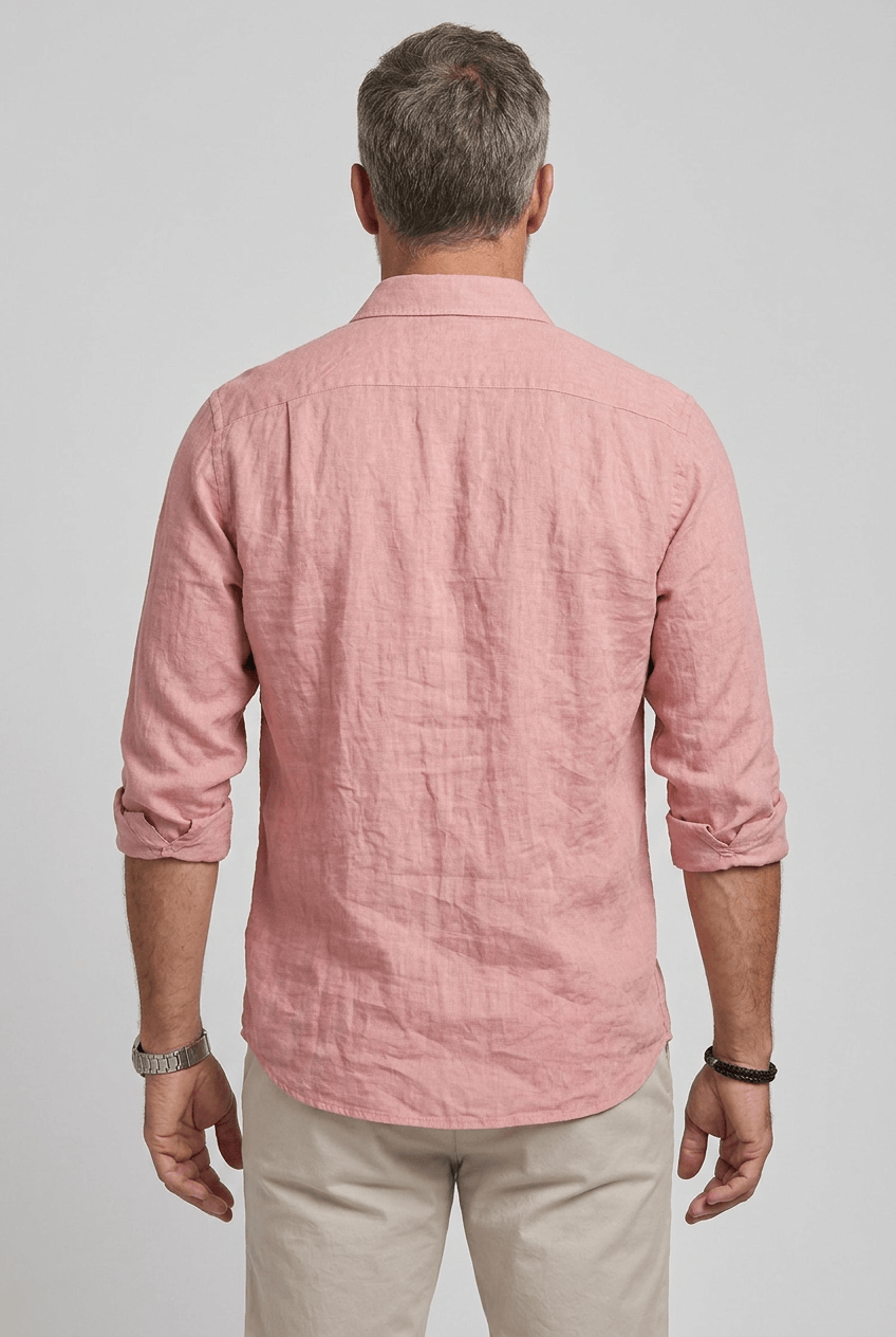 Men's Slim Fit Button-Up Shirt | Long Sleeves & Curved Hem