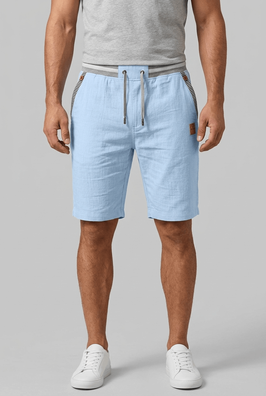 Men's Summer Shorts | Drawstring Waistband & Striped Trim Pockets
