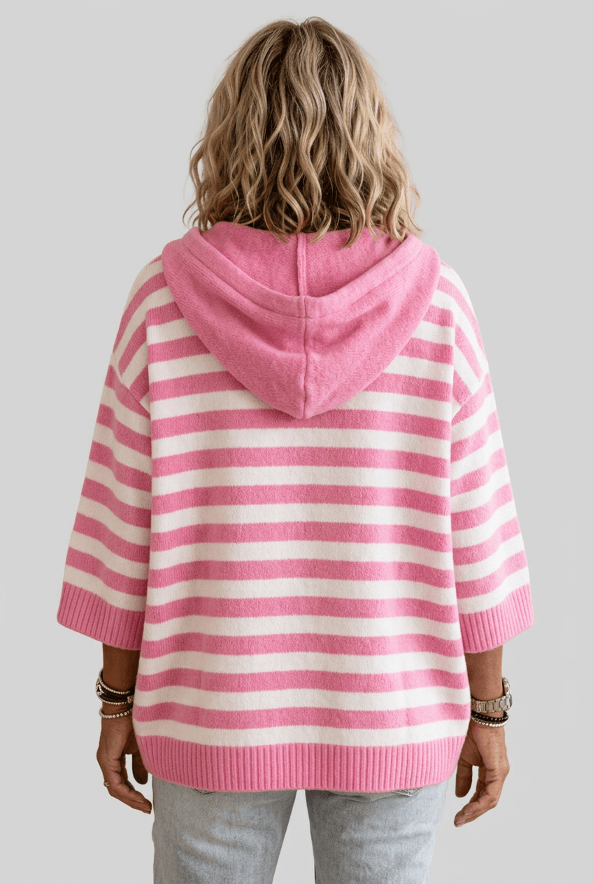Oversized Hooded Women's Jumper | Striped Pattern