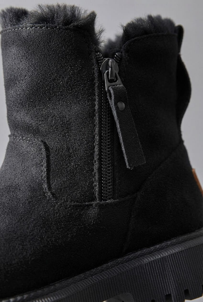 Women's Fur-Lined Boots | Side Zip & Treaded Sole