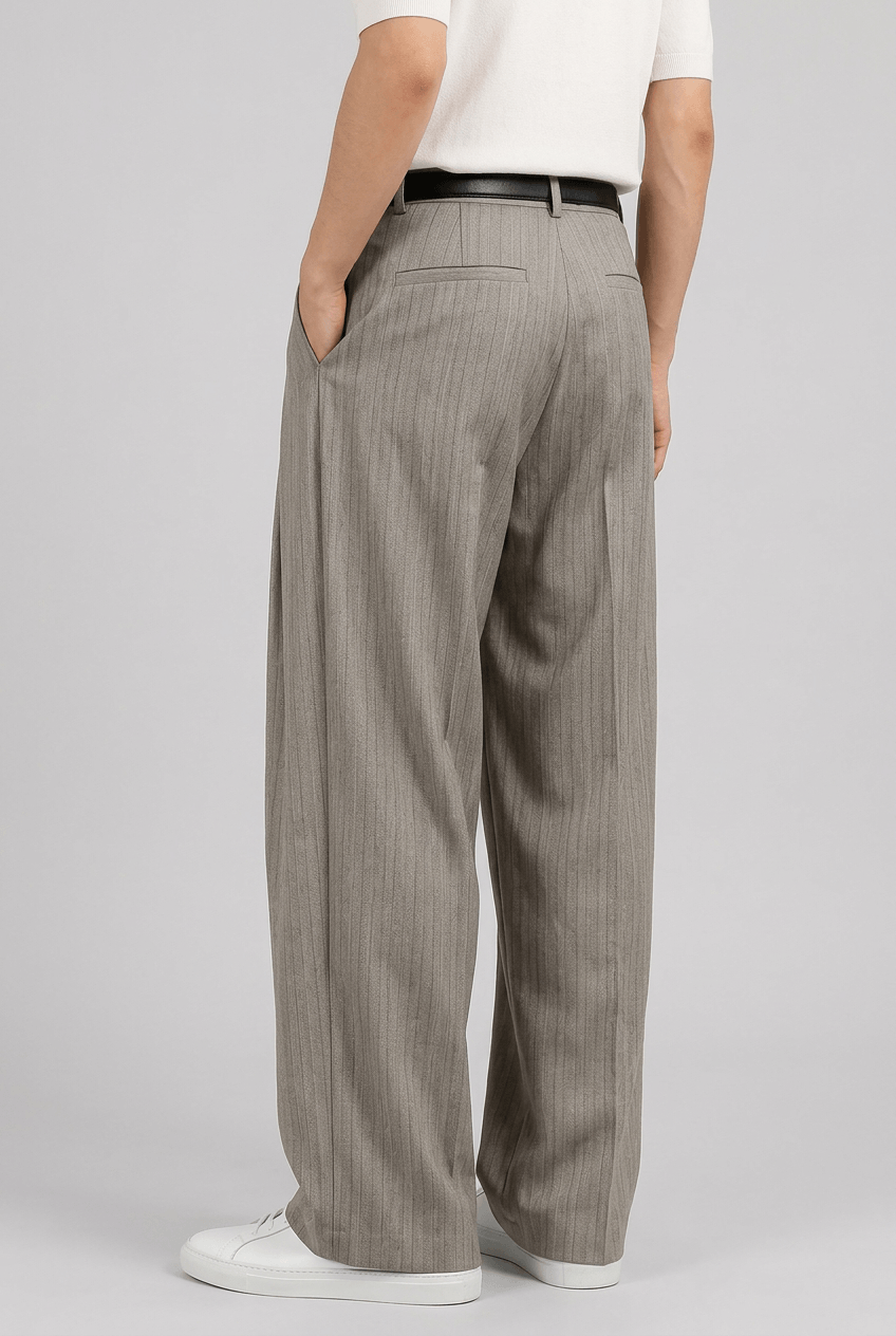 Men's Wide Leg Pleated Trousers | High Waist
