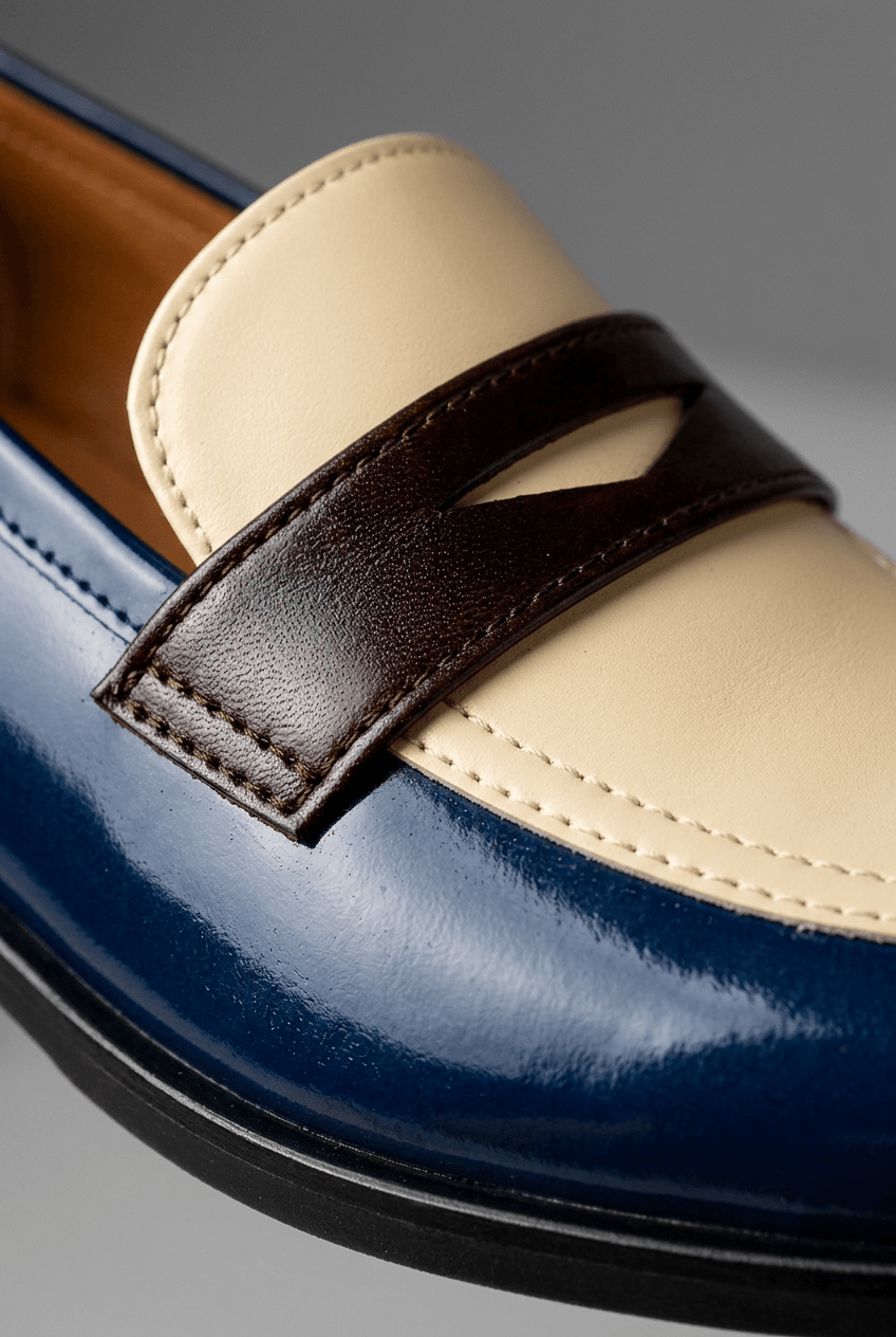 Women's Slip-On Penny Loafers | Colour-Block Upper