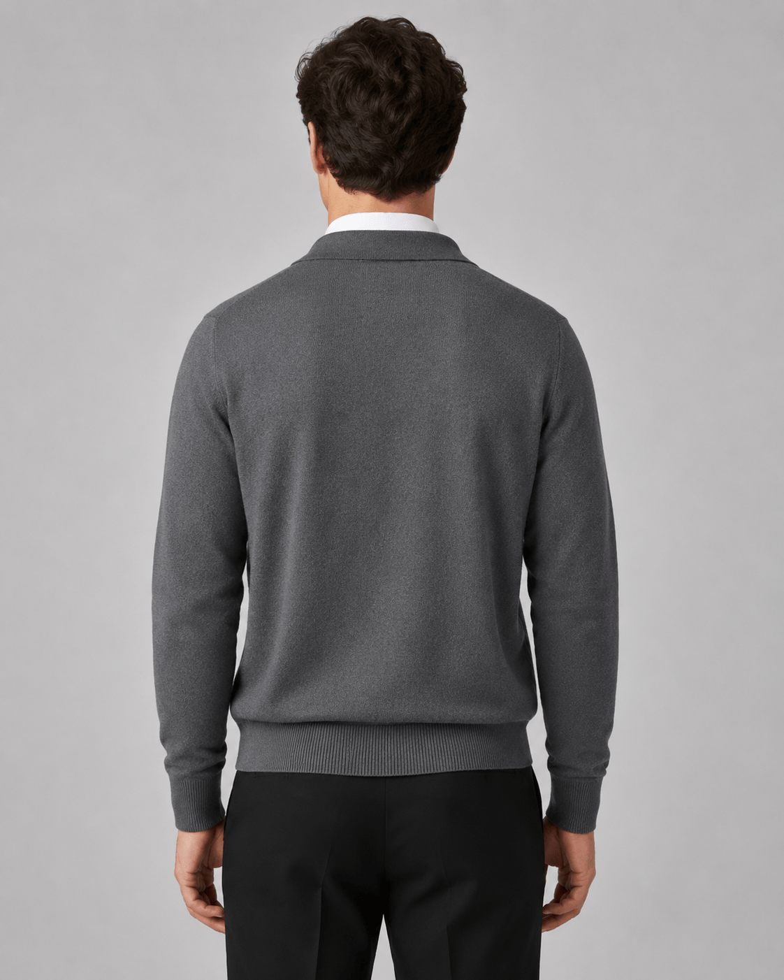 Collared Button Front Cardigan for Man with Classic Fit and Ribbed Cuffs