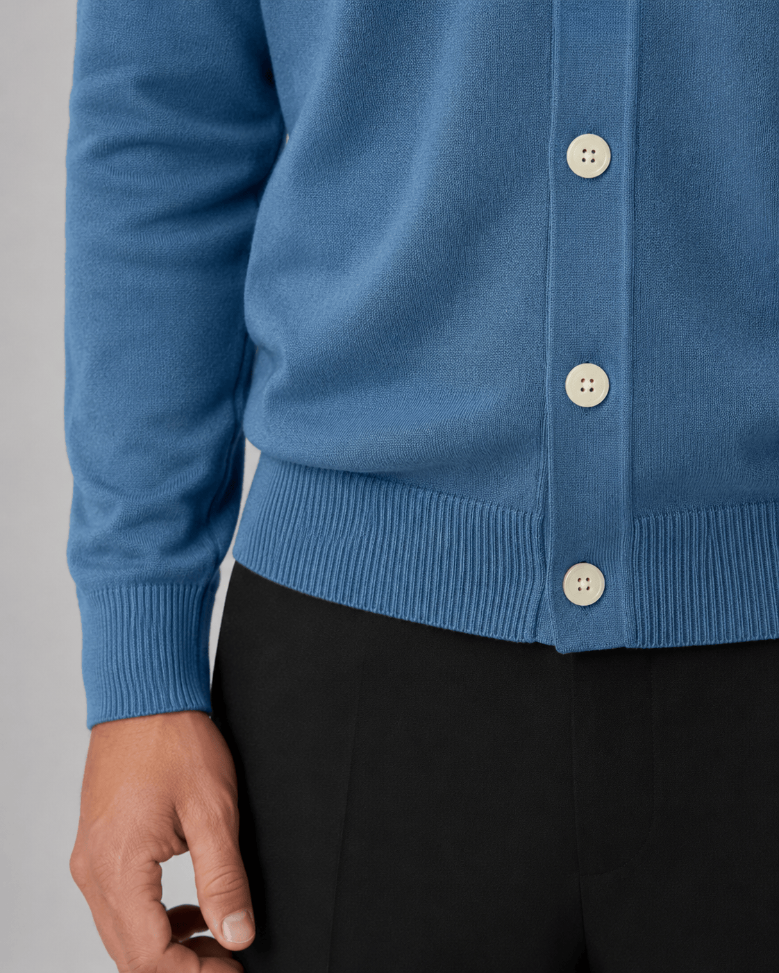 Collared Button Front Cardigan for Man with Classic Fit and Ribbed Cuffs