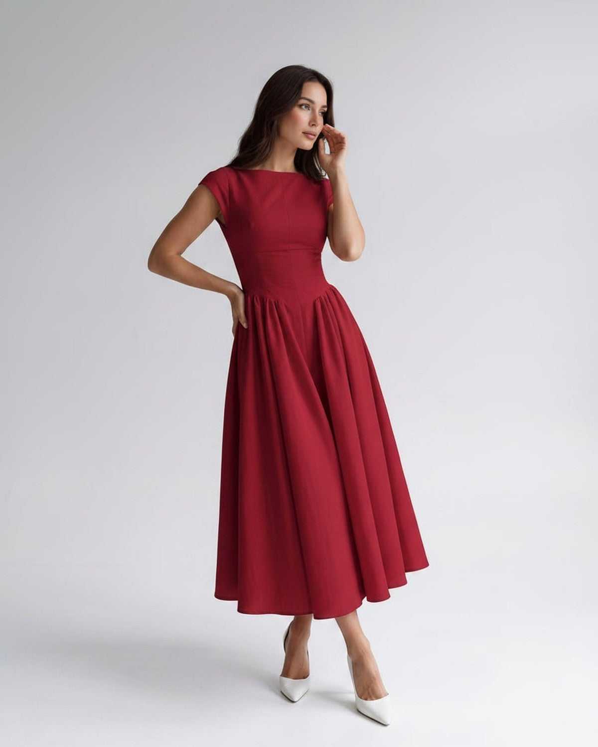 Women's Dress | Midi Drop Waist Flared