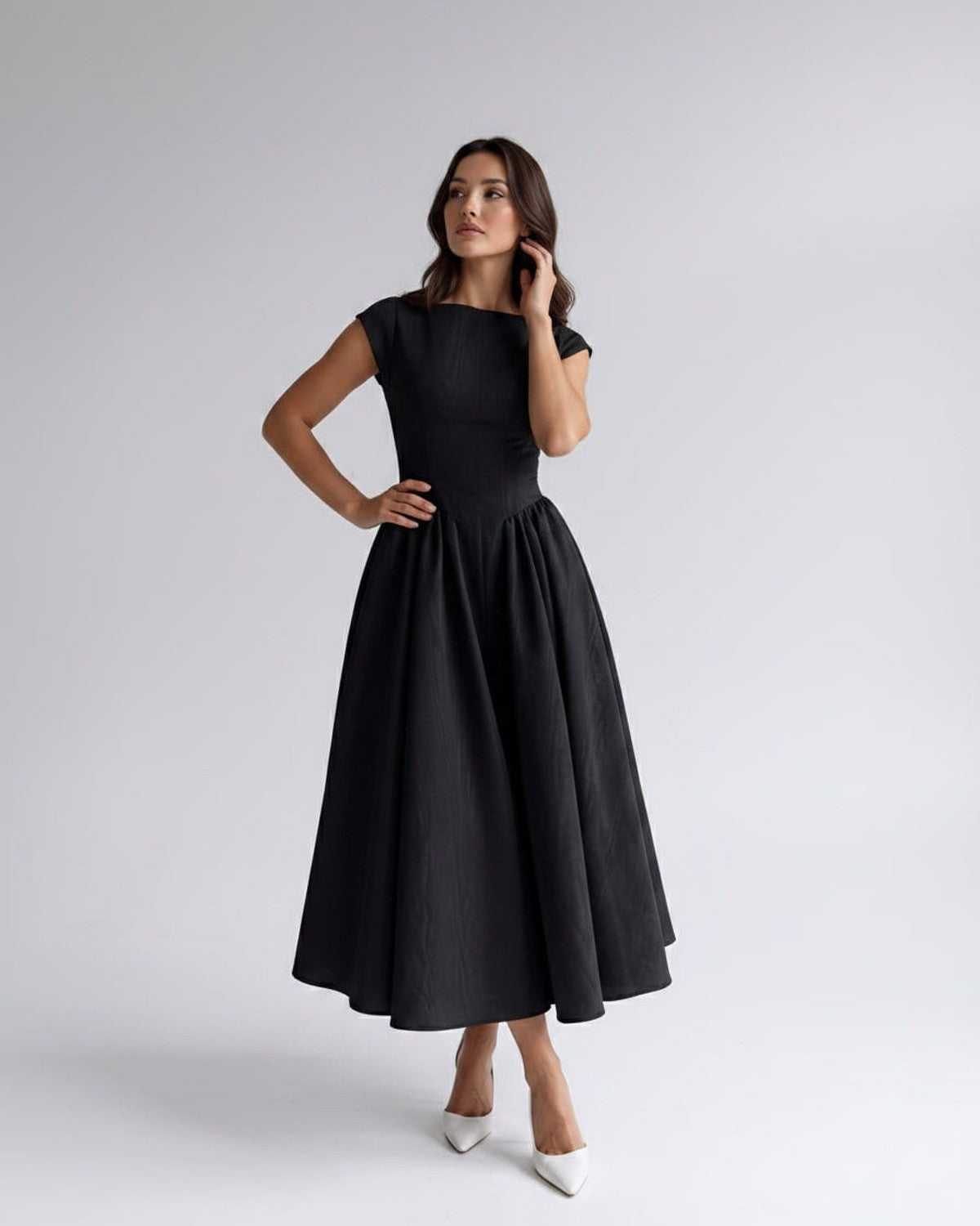 Women's Dress | Midi Drop Waist Flared