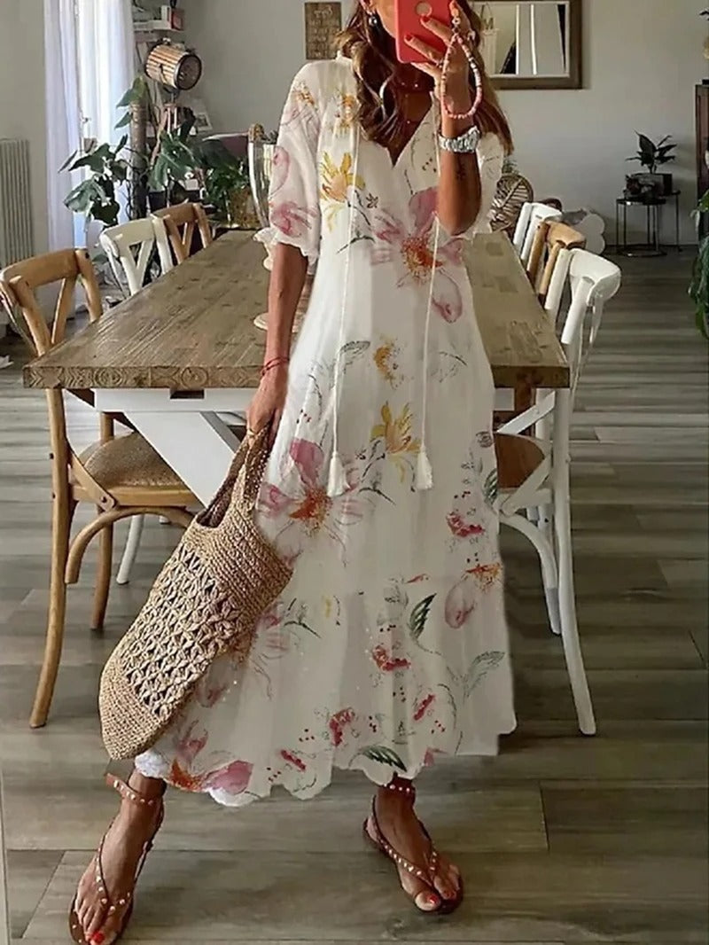 Women’s Maxi Dress | Short Sleeve Boho Floral Summer Style