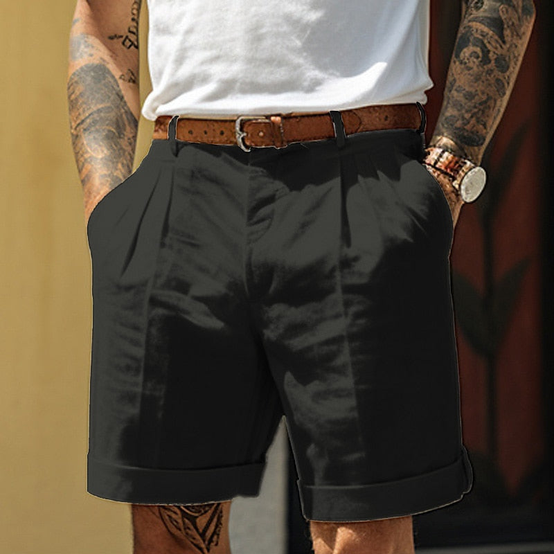 Men's Cotton Shorts | Pleated Smart Casual