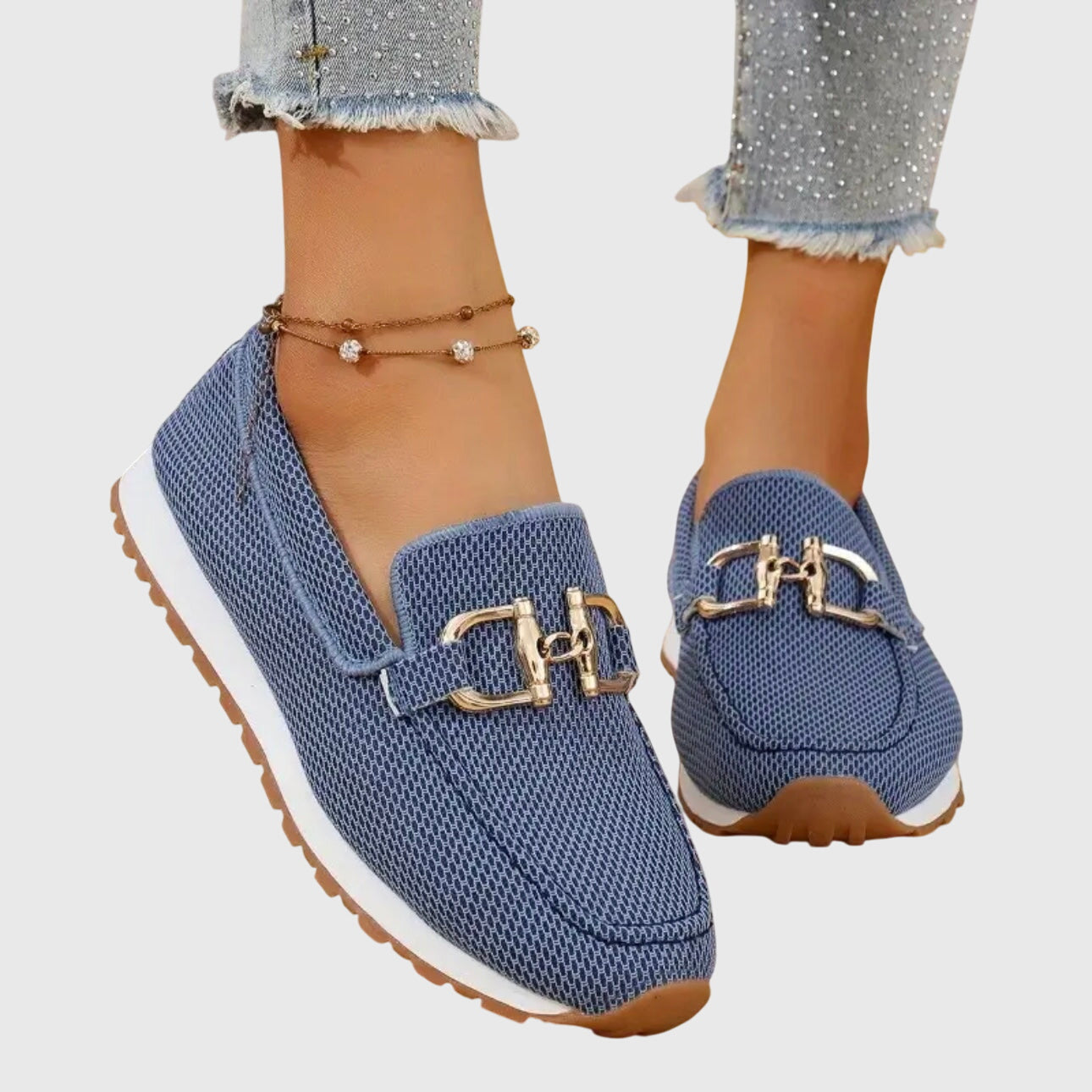 Women’s Round Toe Slip On Loafers | Stylish Buckle