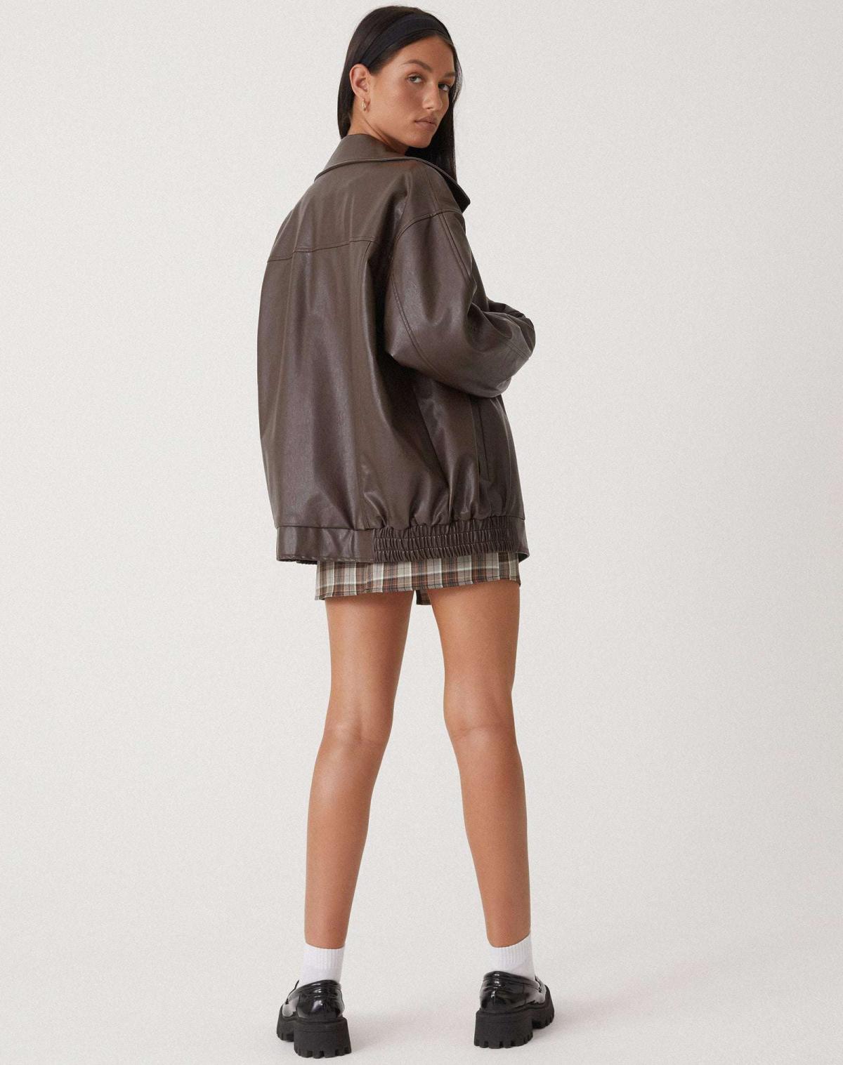 Women’s Oversized Leather Bomber Jacket | Zip Up Casual Outerwear