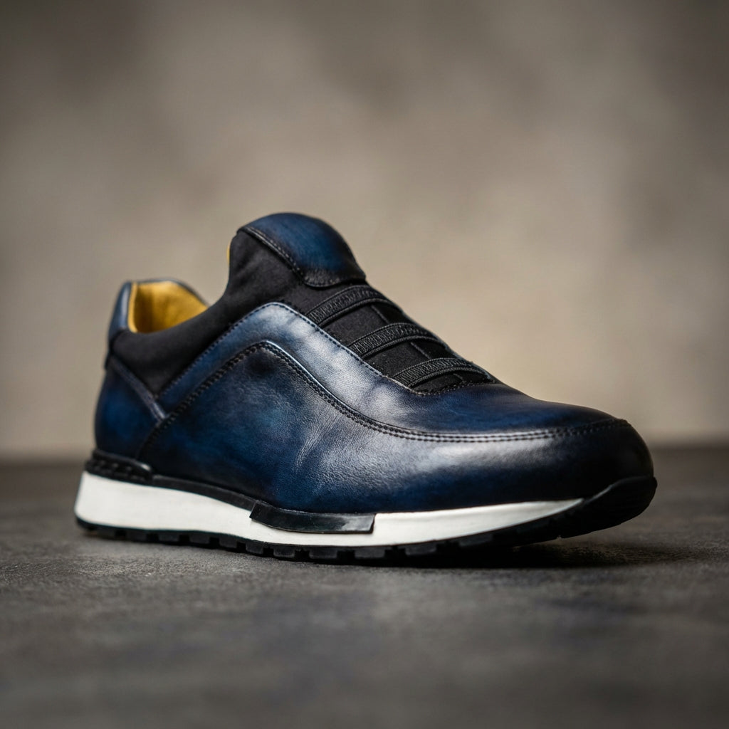 Men’s Cowhide Leather Slip-On Sneakers | Cushioned Comfort Sole