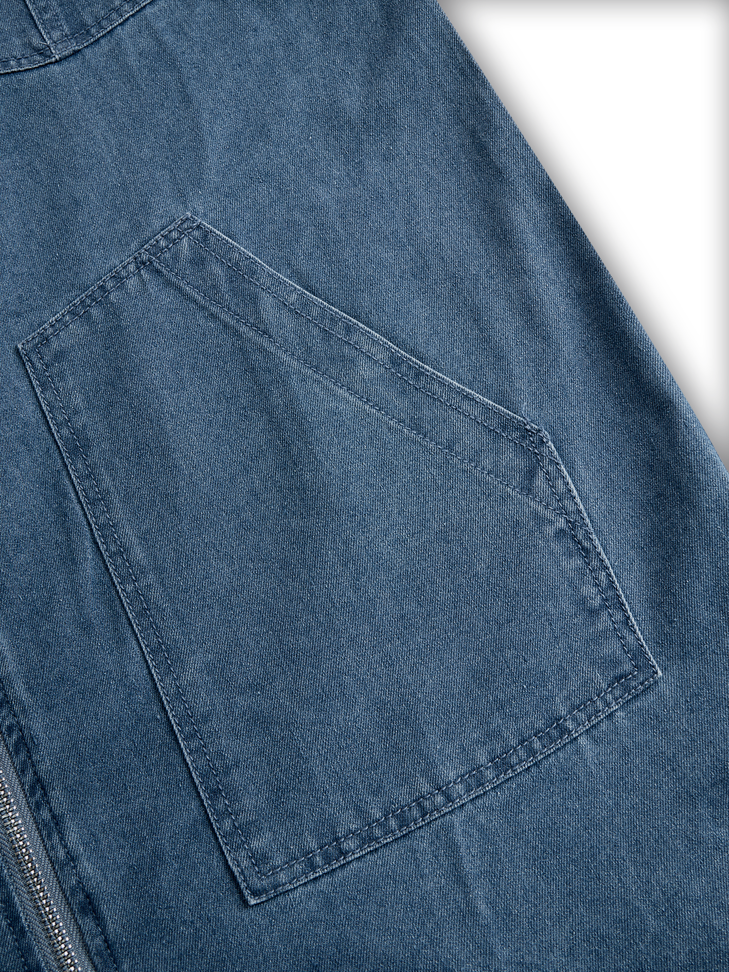 Women’s Denim Jumpsuit | Hooded Zip Up Wide Leg