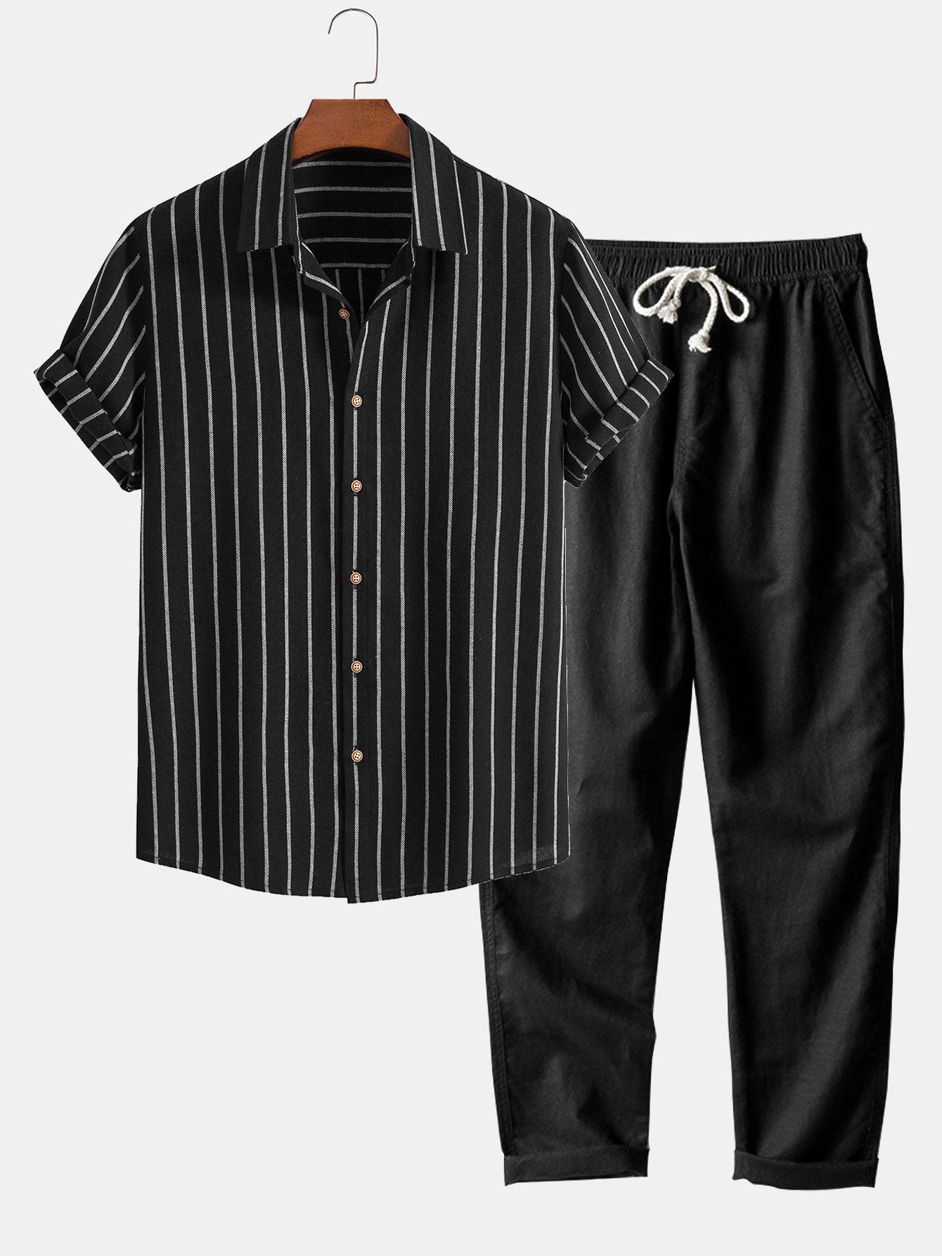 Men's Short Sleeve Shirt and Trousers Set | Relaxed Fit Co-Ord Outfit