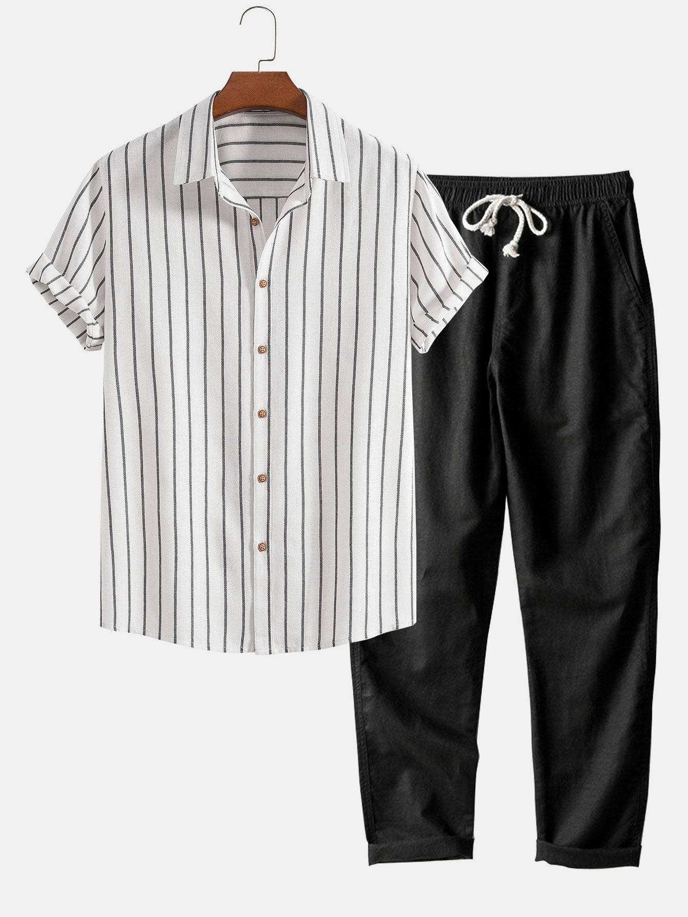 Men's Short Sleeve Shirt and Trousers Set | Relaxed Fit Co-Ord Outfit