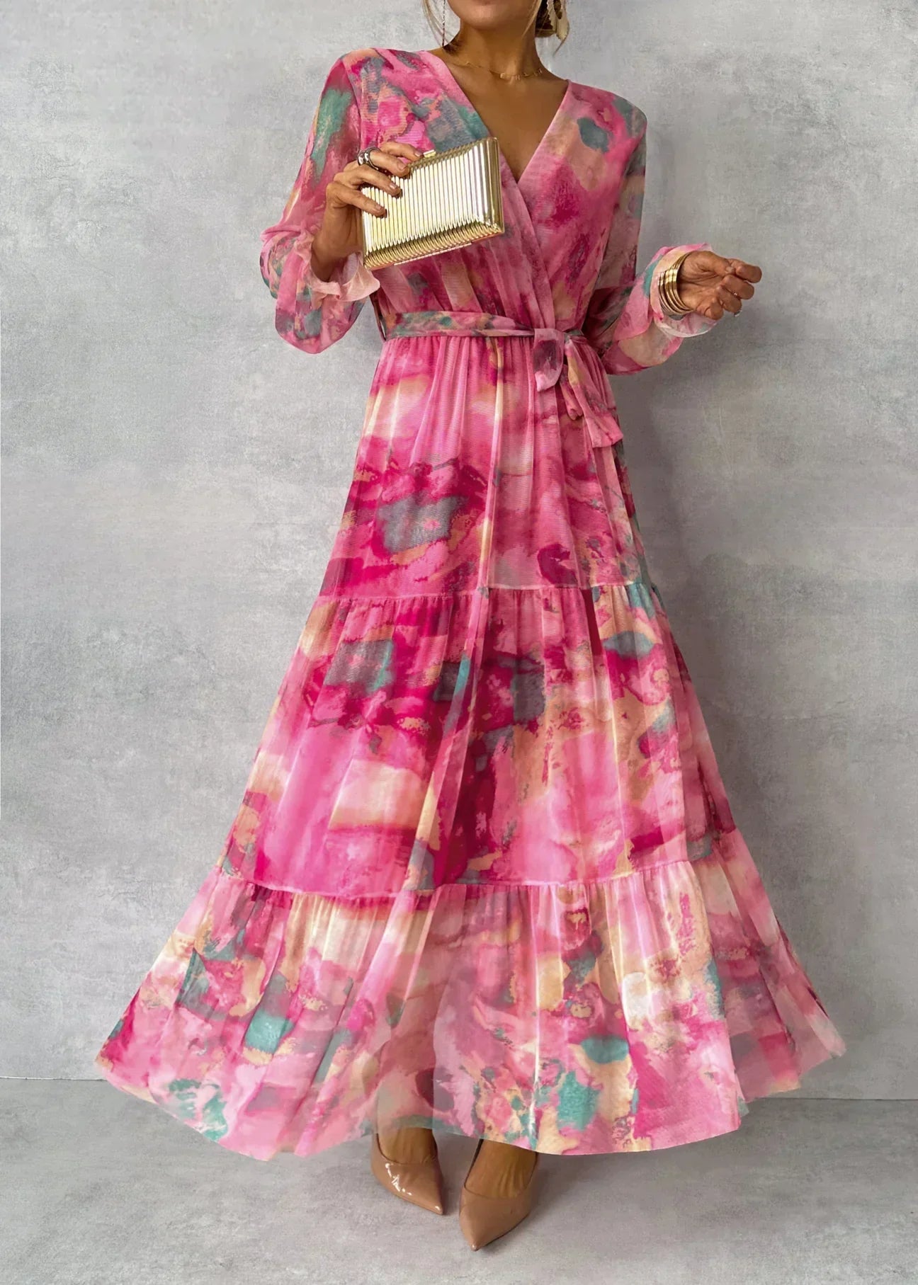 Women’s Maxi Dress | Long Sleeve Floral Wrap Style