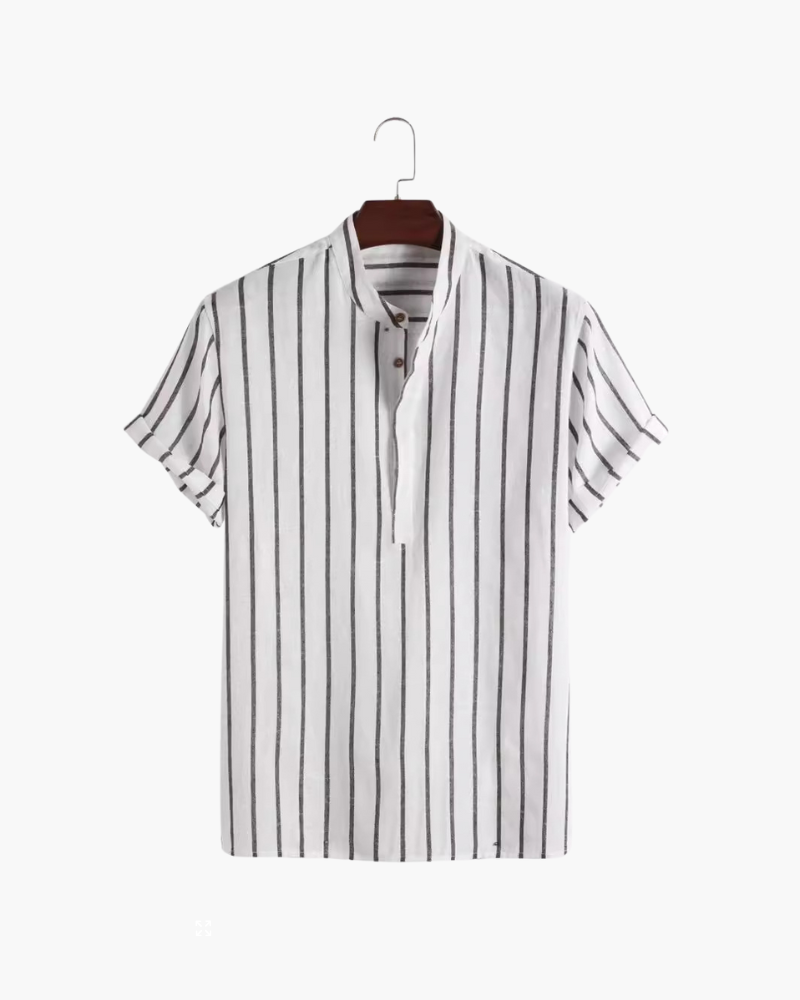 Men’s Striped Polo Shirt | Short Sleeve Summer Smart Detail