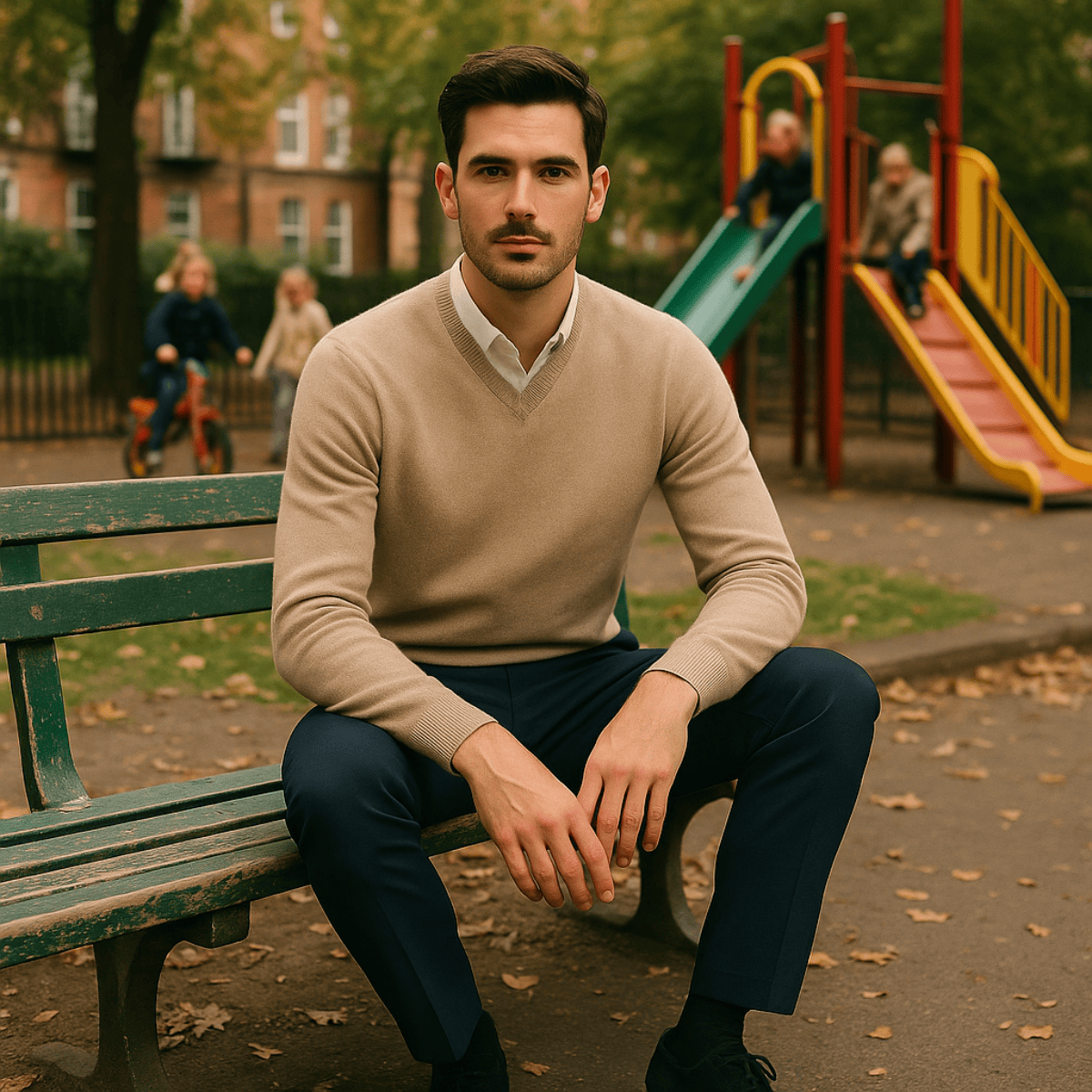 Men's Knit V-Neck Jumper | Ribbed Edge Detail