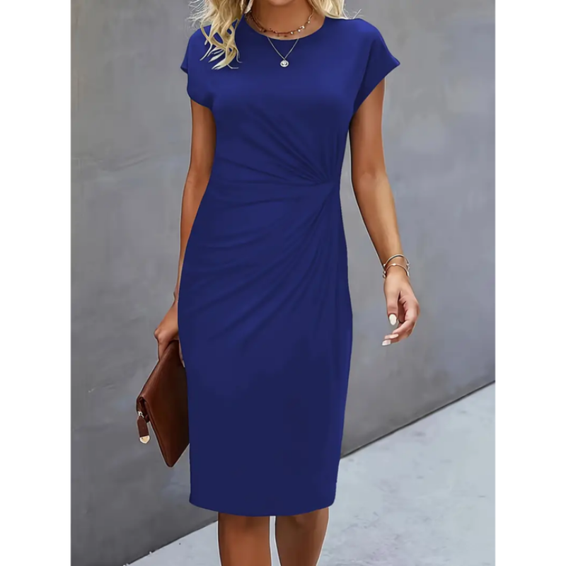 Women’s Midi Dress | Short Sleeve Ruched Office Design