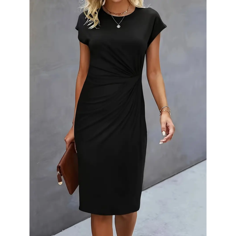 Women’s Midi Dress | Short Sleeve Ruched Office Design